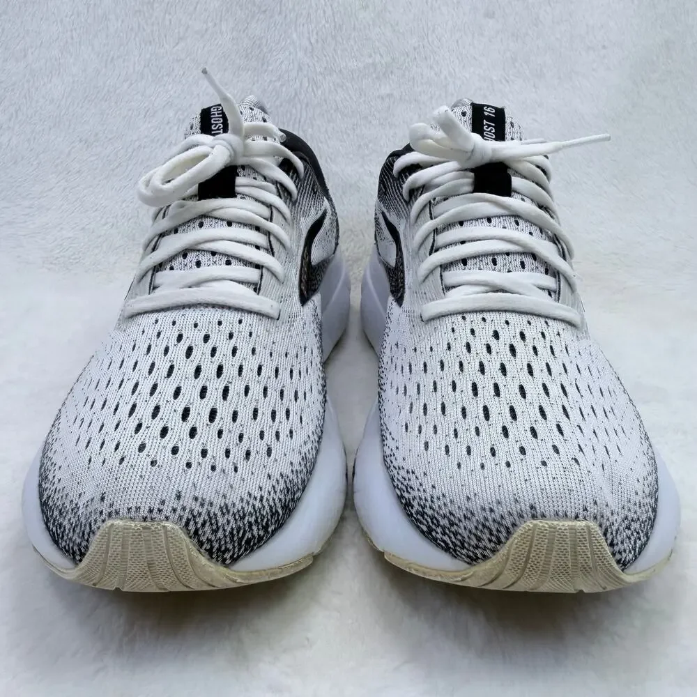 Brooks Ghost 16 Womens Running Shoes White Black Rose Gold Size 10 Athletic Shoe